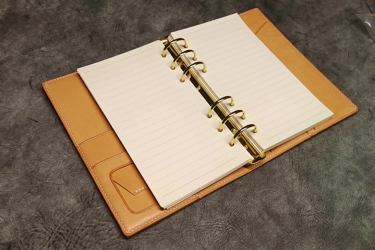 A6 Leather Loose Leaf Journal Six Ring Binder