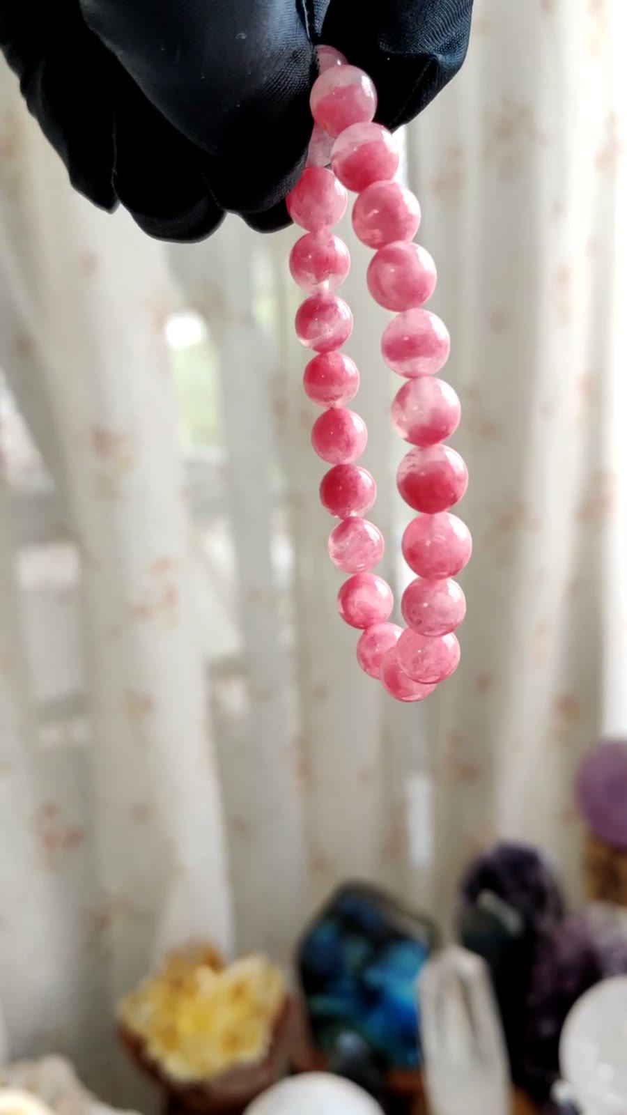 Brazilian Rhodonite Beaded Bracelet 8mm