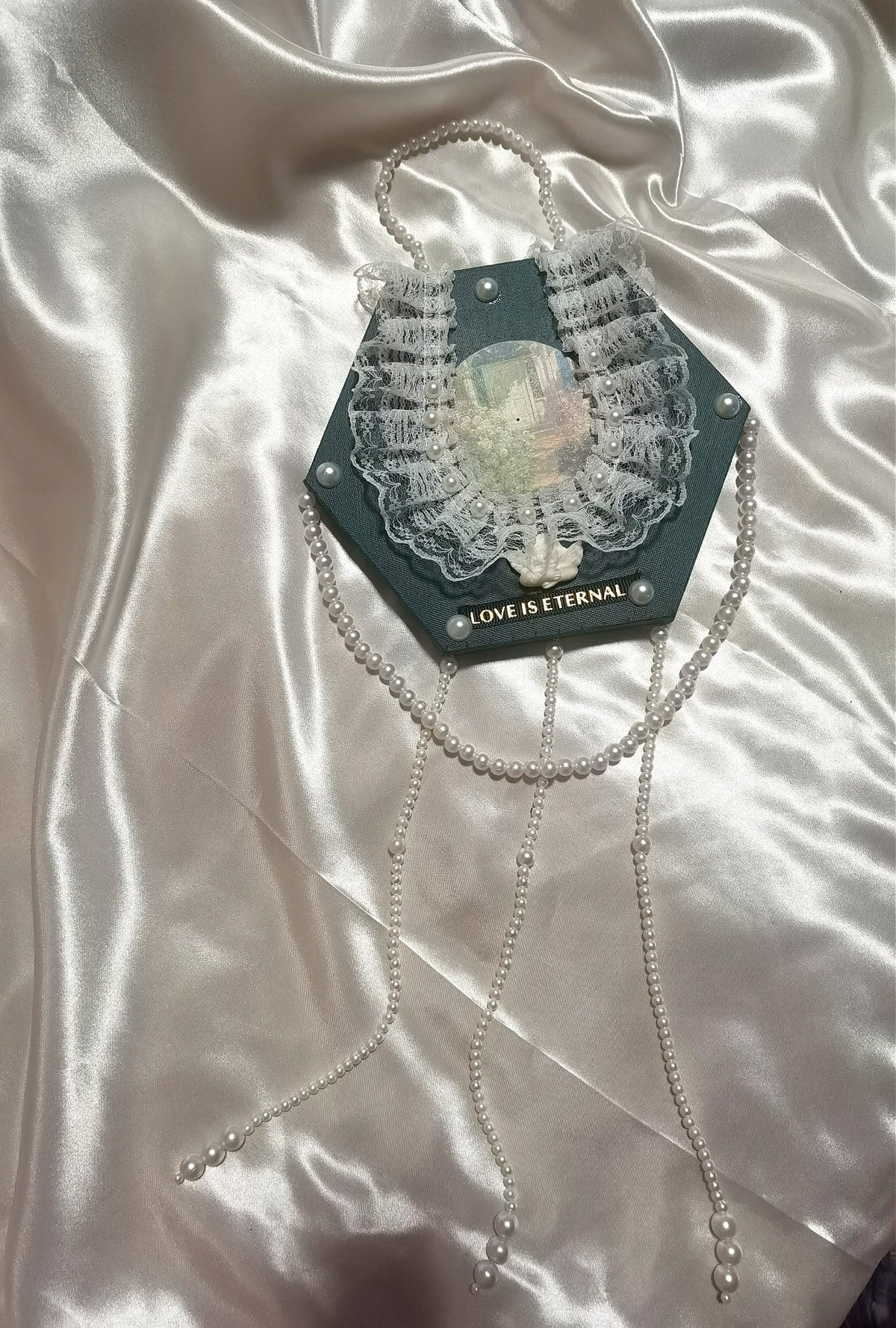 Pearl Fringe Green Wall Hanging Vintage Garden