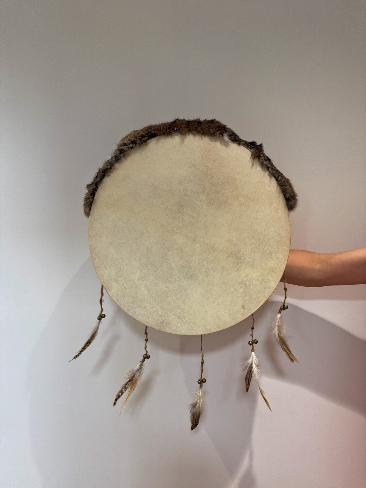 Shamanic Drum 45cm Goatskin Fur Trim