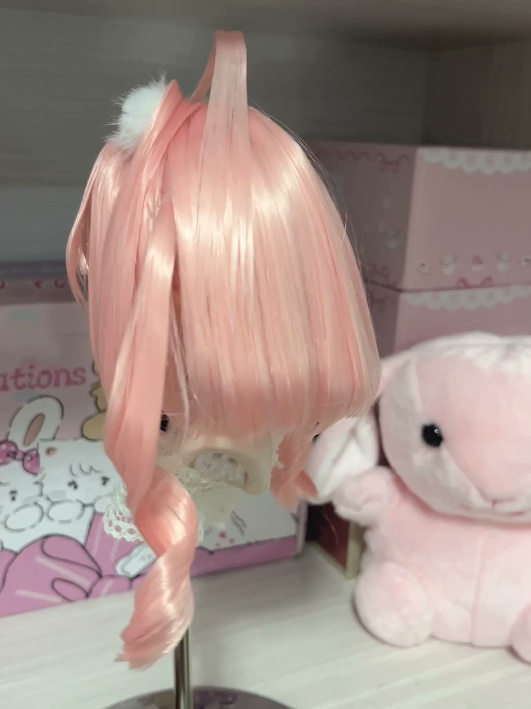 Pastel Pink Twin Tail Doll Wig