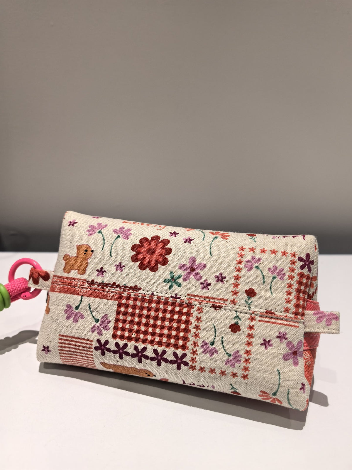 Medium Shell Pouch with Patchwork Print