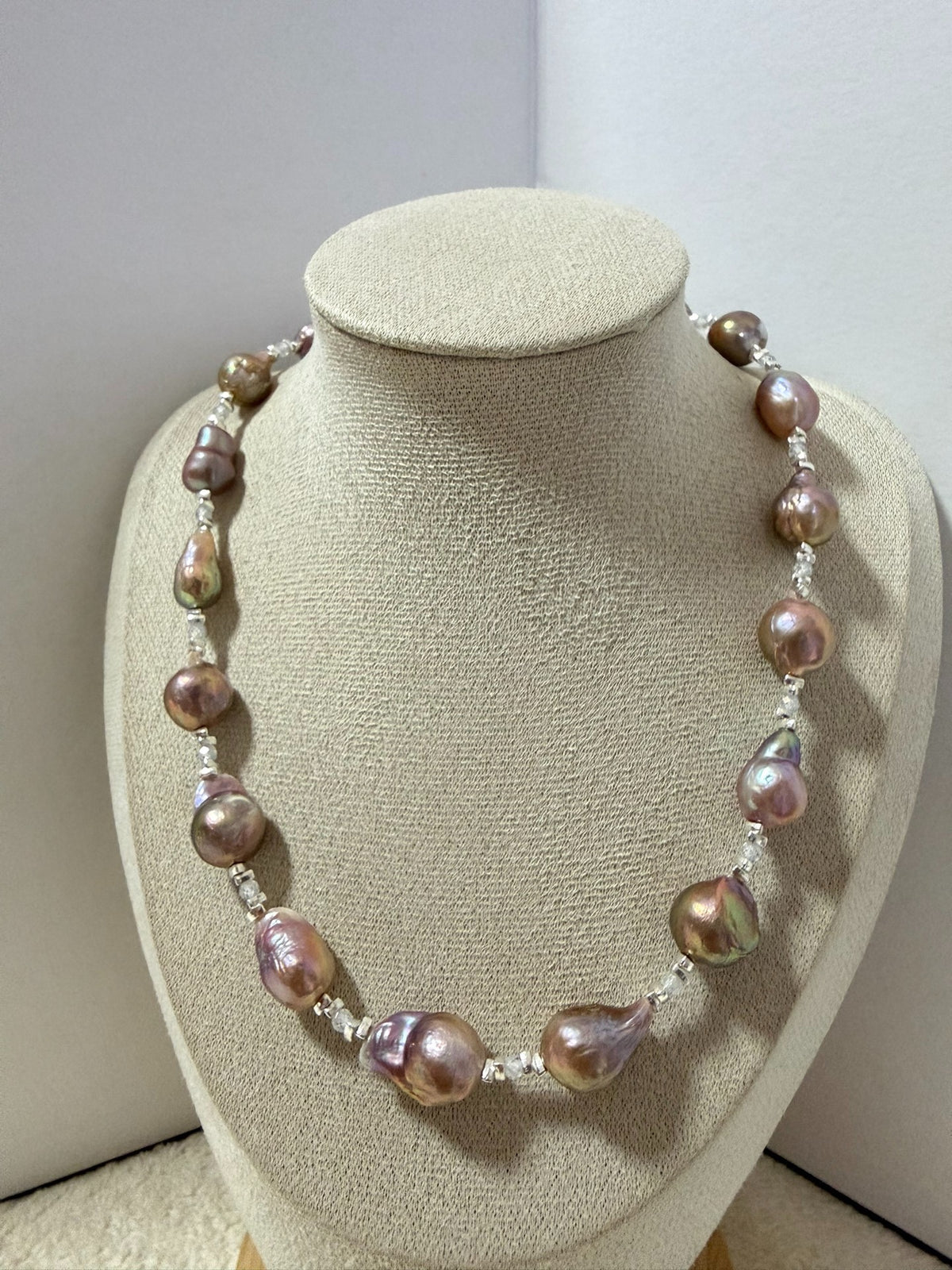 Purple Baroque Pearl Necklace with Iridescent Finish
