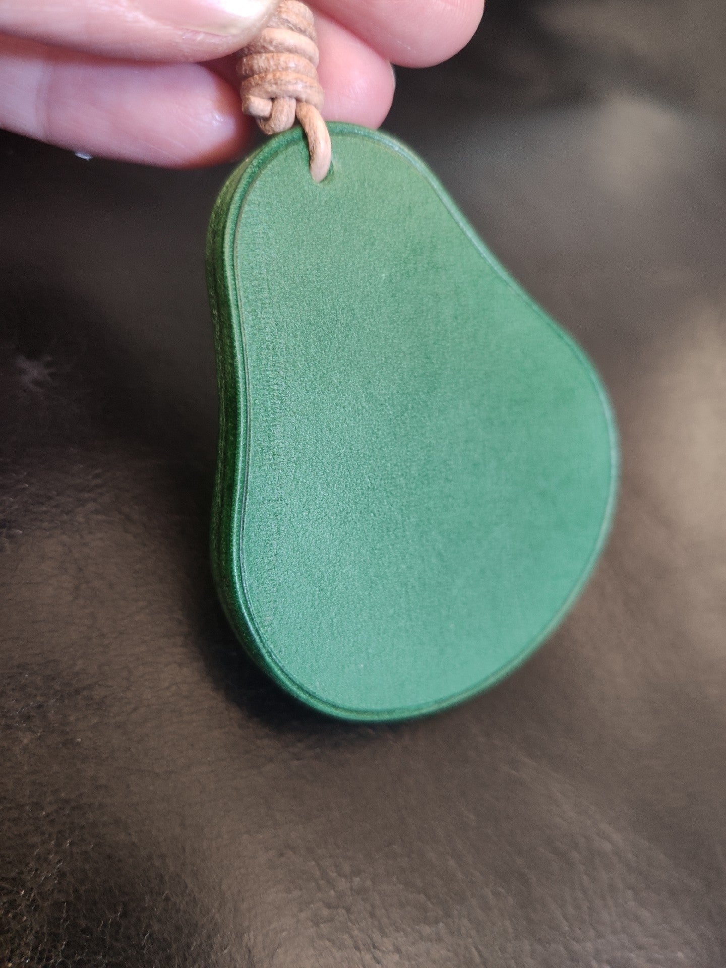 Handcrafted Vegetable-Tanned Leather Avocado Keychain with Layered Design