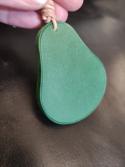 Handcrafted Vegetable-Tanned Leather Avocado Keychain with Layered Design