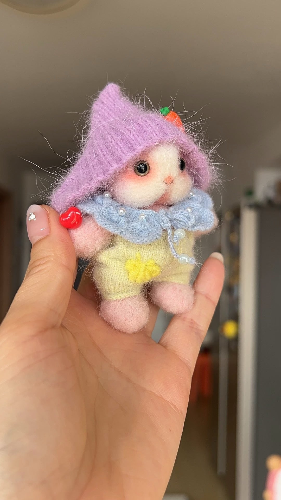 Handmade Plush Bunny Doll 5cm 4 Joints