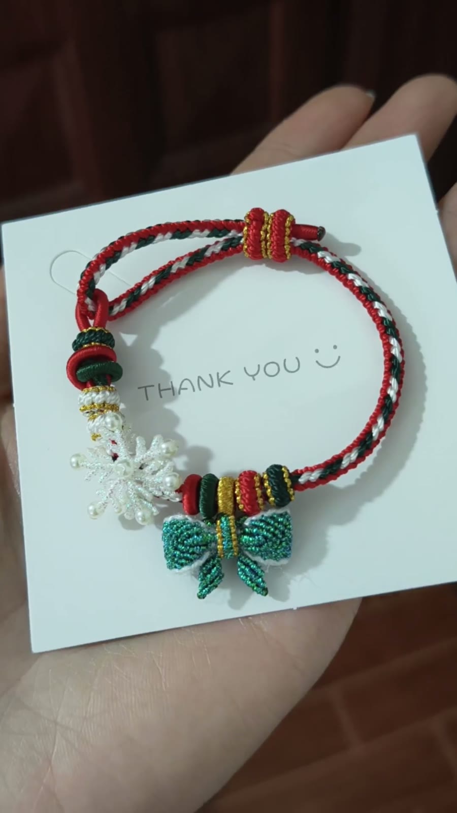 Braccialetto Natale Cordino Intrecciato a Mano Rosso Verde