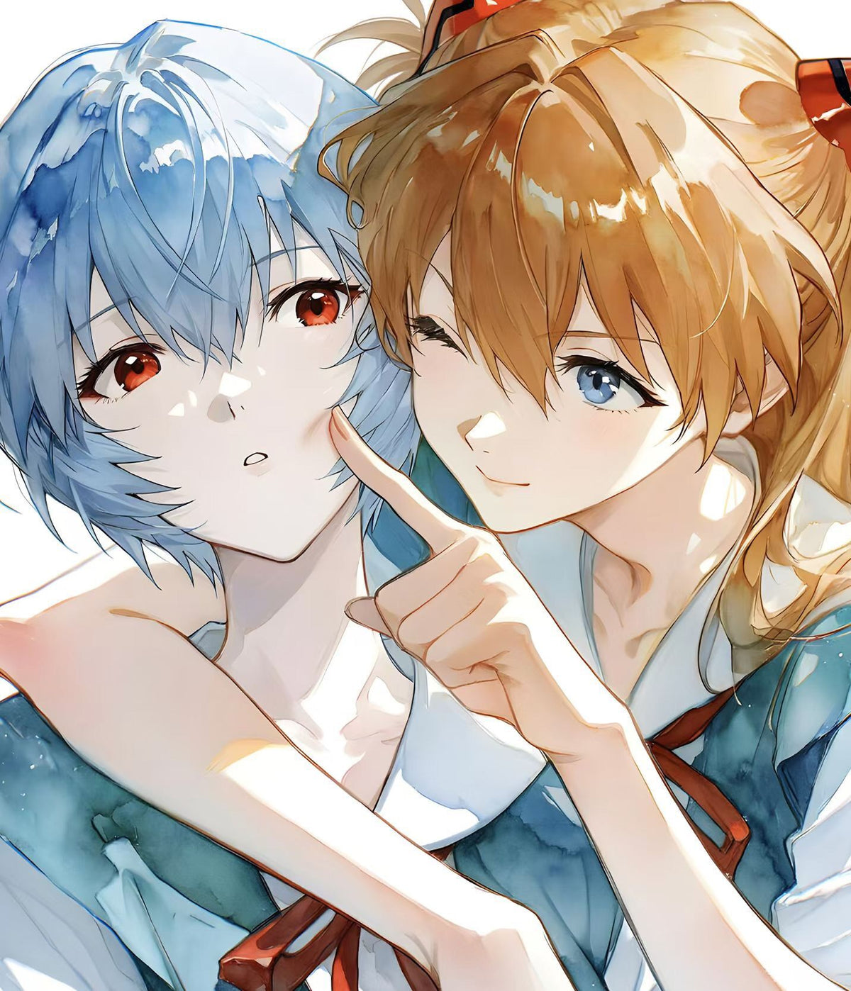 Evangelion School Uniform Art Print Framed 40x50cm