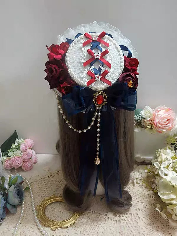 Tocado de Sombrero de Encaje Lolita Gótico Hecho a Mano