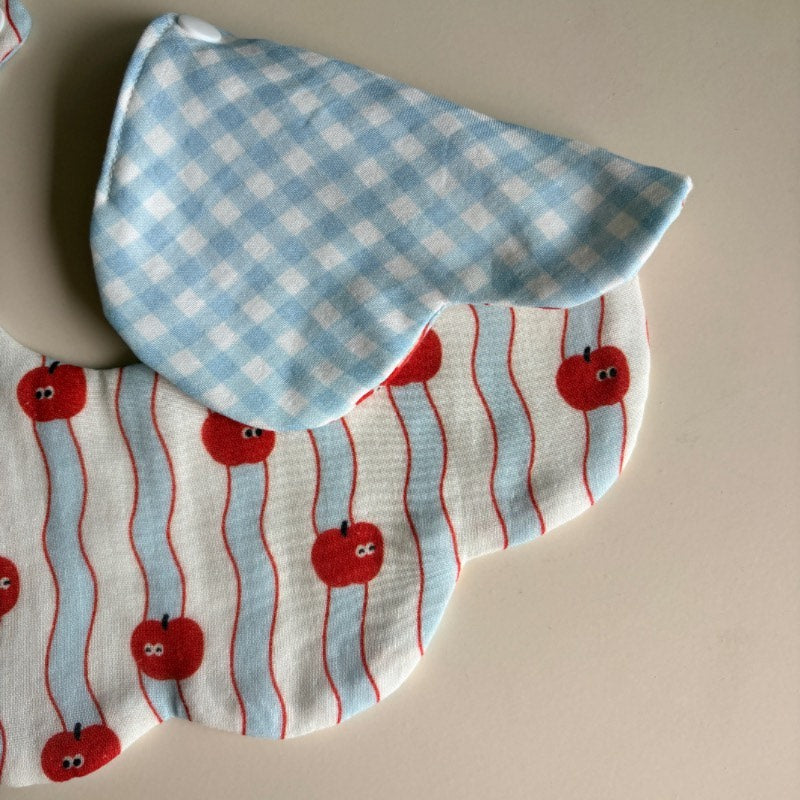 Bavoir bébé en gaze de coton rayures et pomme