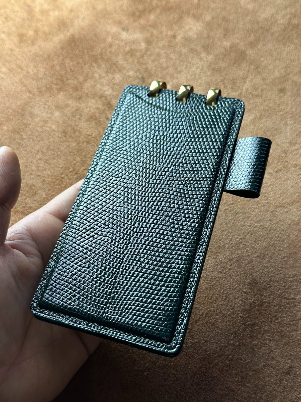Textured Leather Mushroom Notebook Cover with Card Pocket