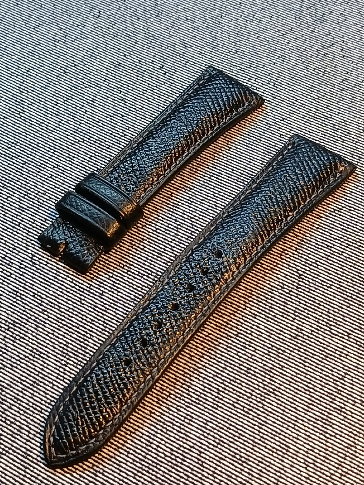 Black French Epsom Calfskin Watch Strap