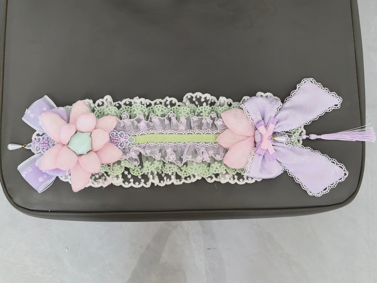 Handmade Lotus Lace Headband Mint Green