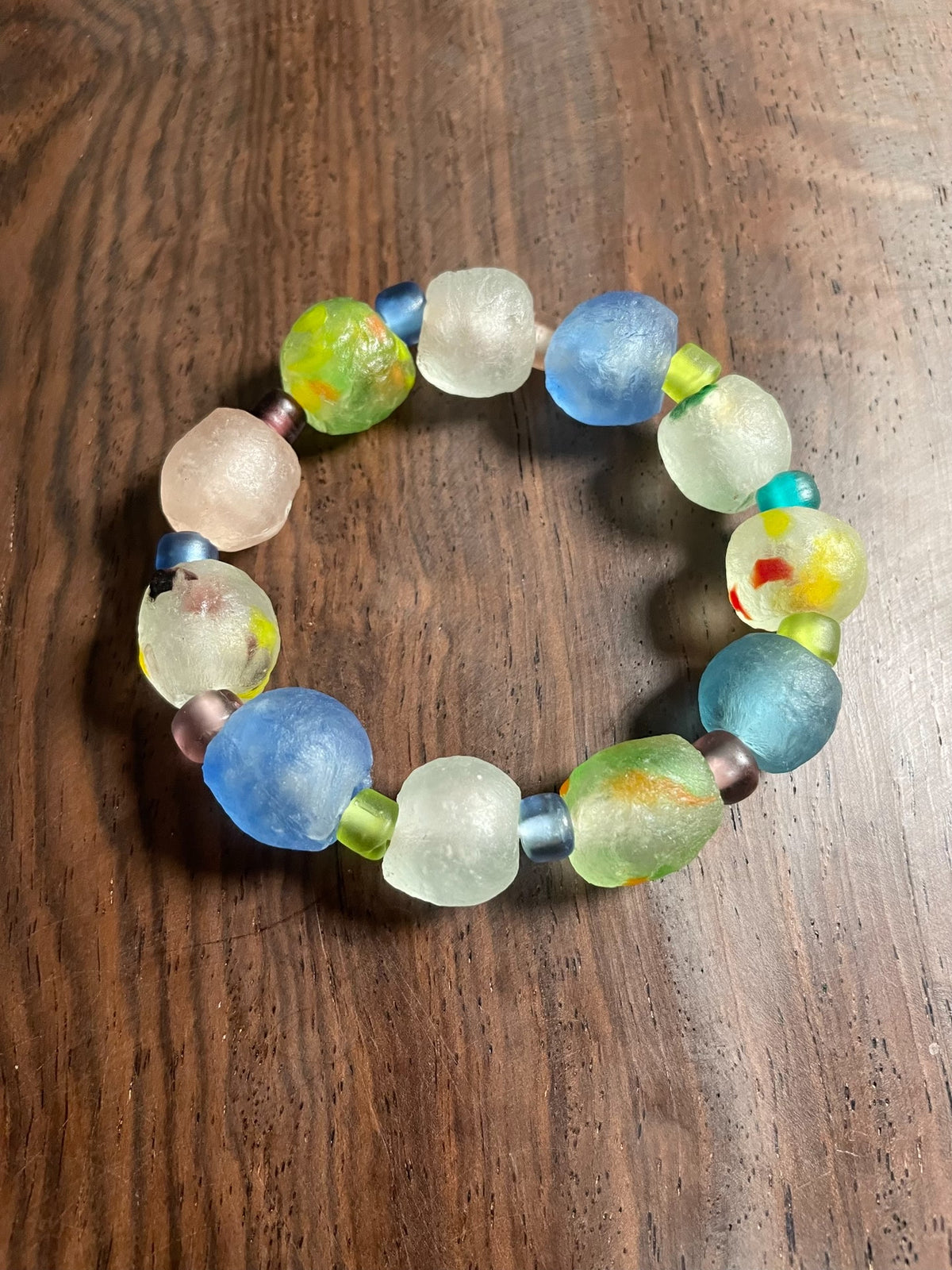 Frosted Glass Beaded Bracelet Multicolor