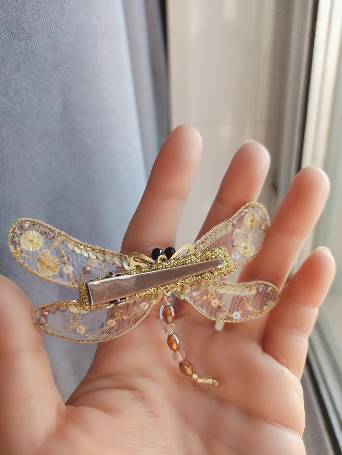 Handcrafted Dragonfly Duckbill Clip Organza Wings