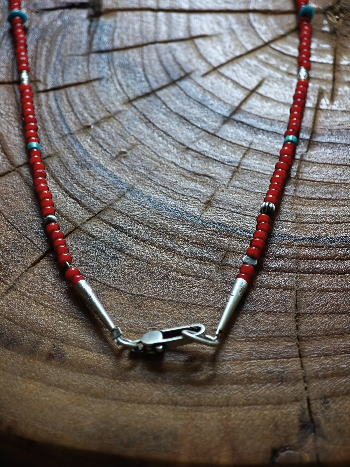 Red Glass Bead Strand Necklace