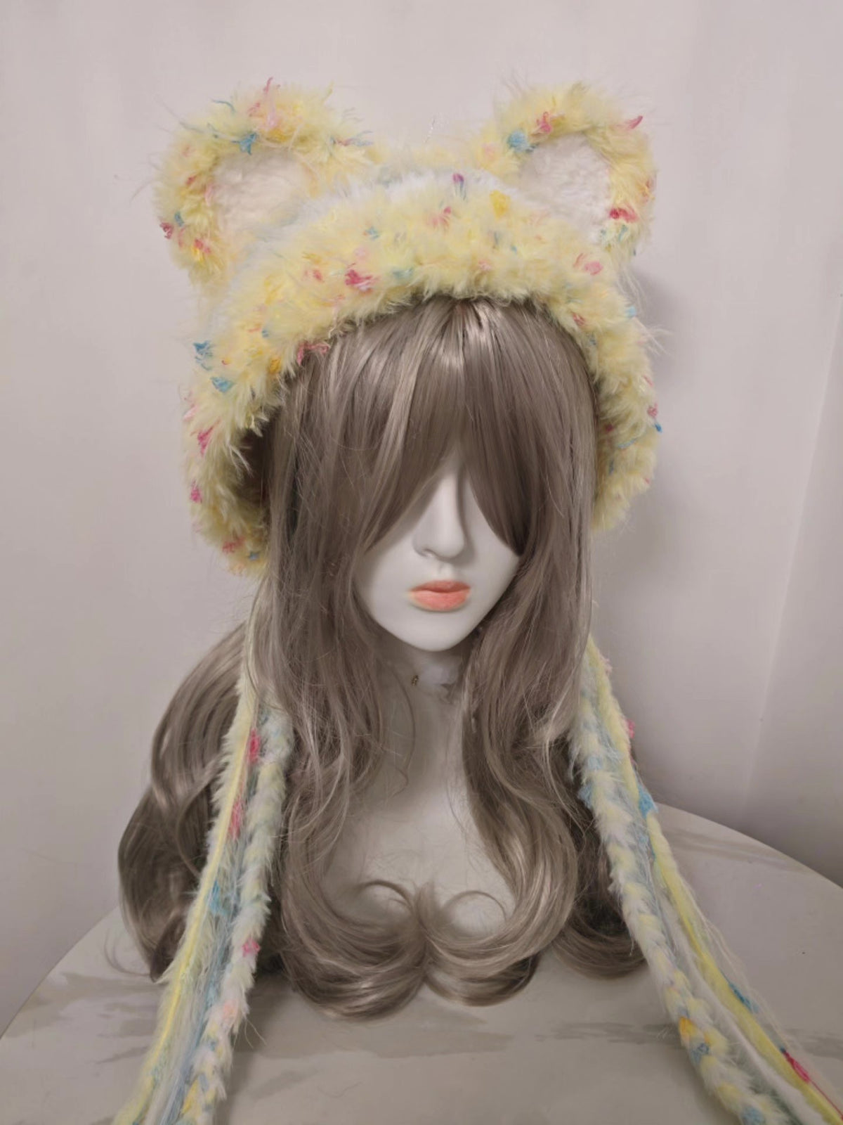 Plush Bear Hat with Braided Tails