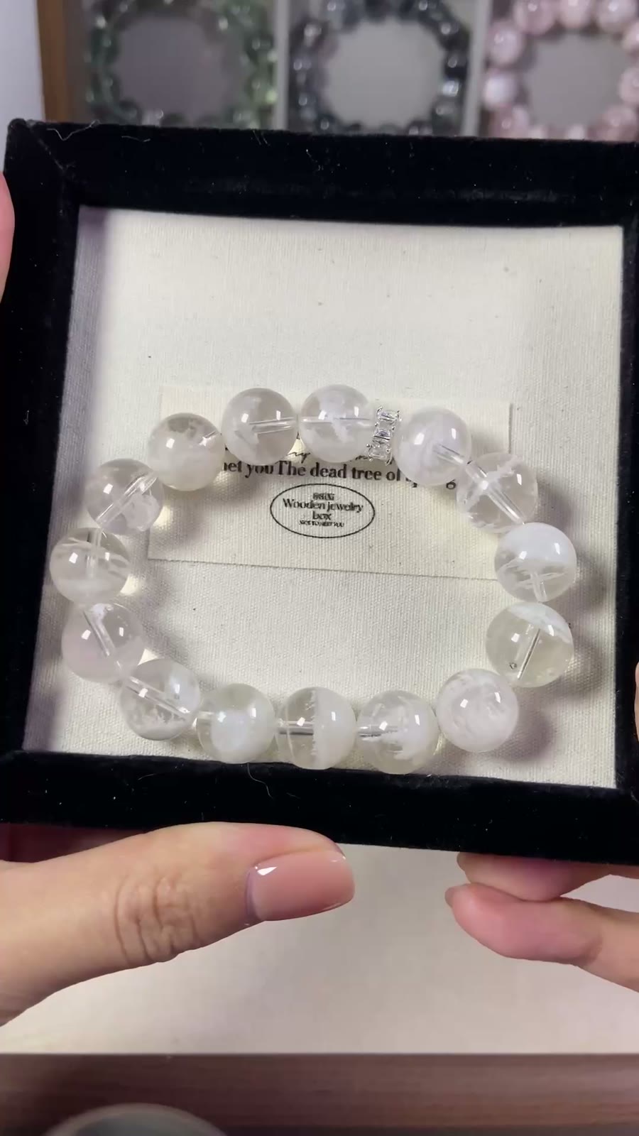 Natural White Phantom Quartz Beaded Bracelet