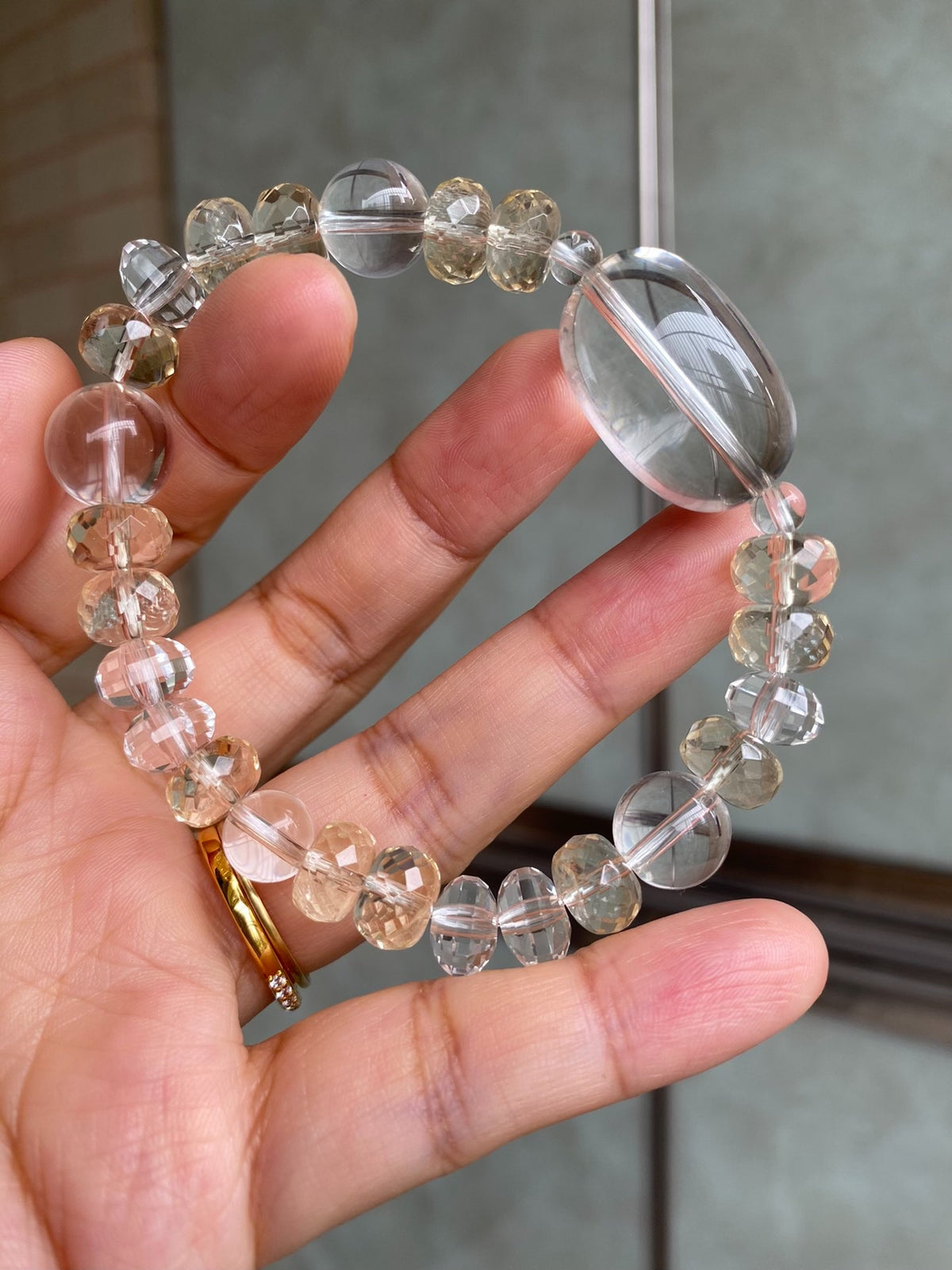 Clear Quartz Citrine Crystal Bracelet