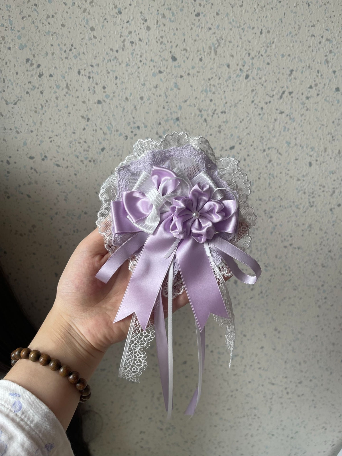 Lolita Lavender Lace Bow Side Hair Clip