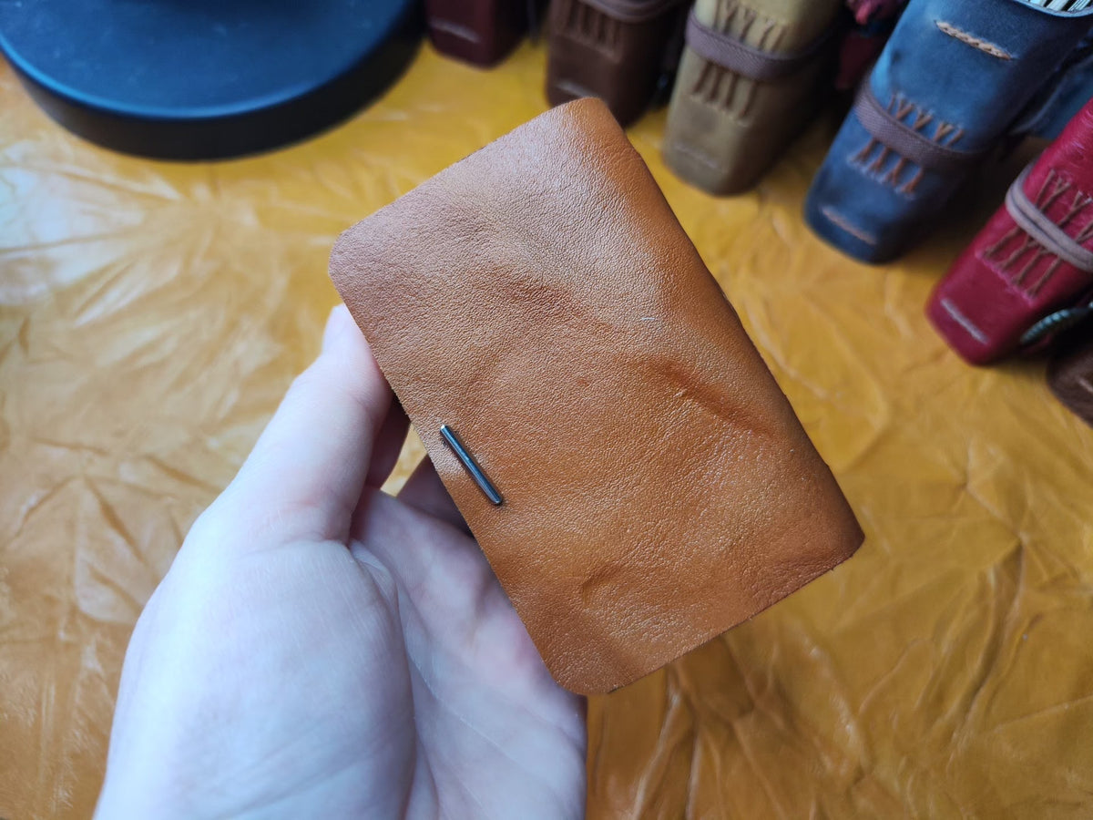 Genuine Leather Pocket Journal with Cross Stitch Binding