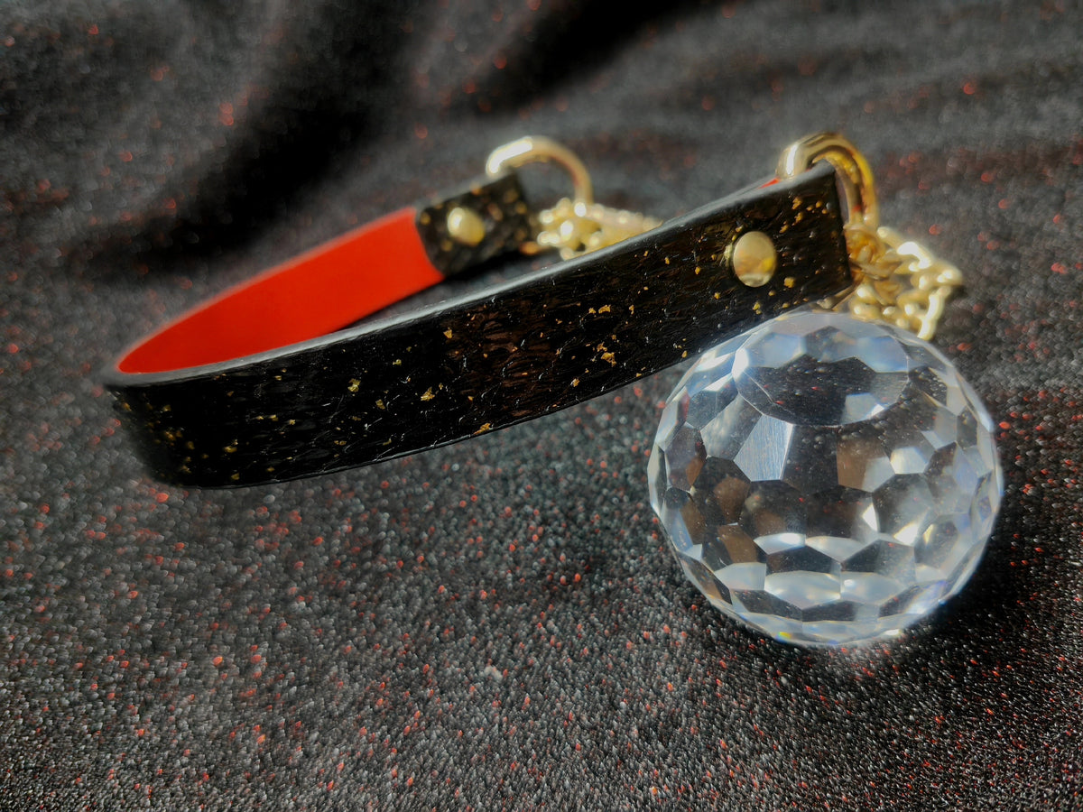 Black Gold Snakeskin Half Chain Pet Collar