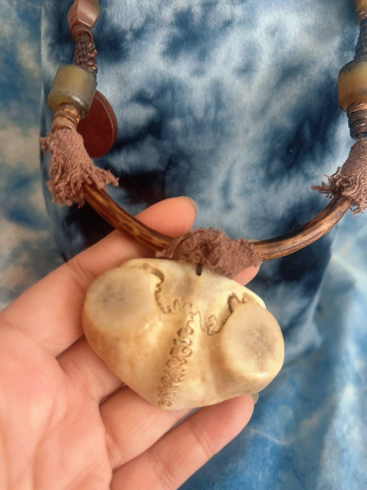 Handwoven Deer Skull Beaded Necklace