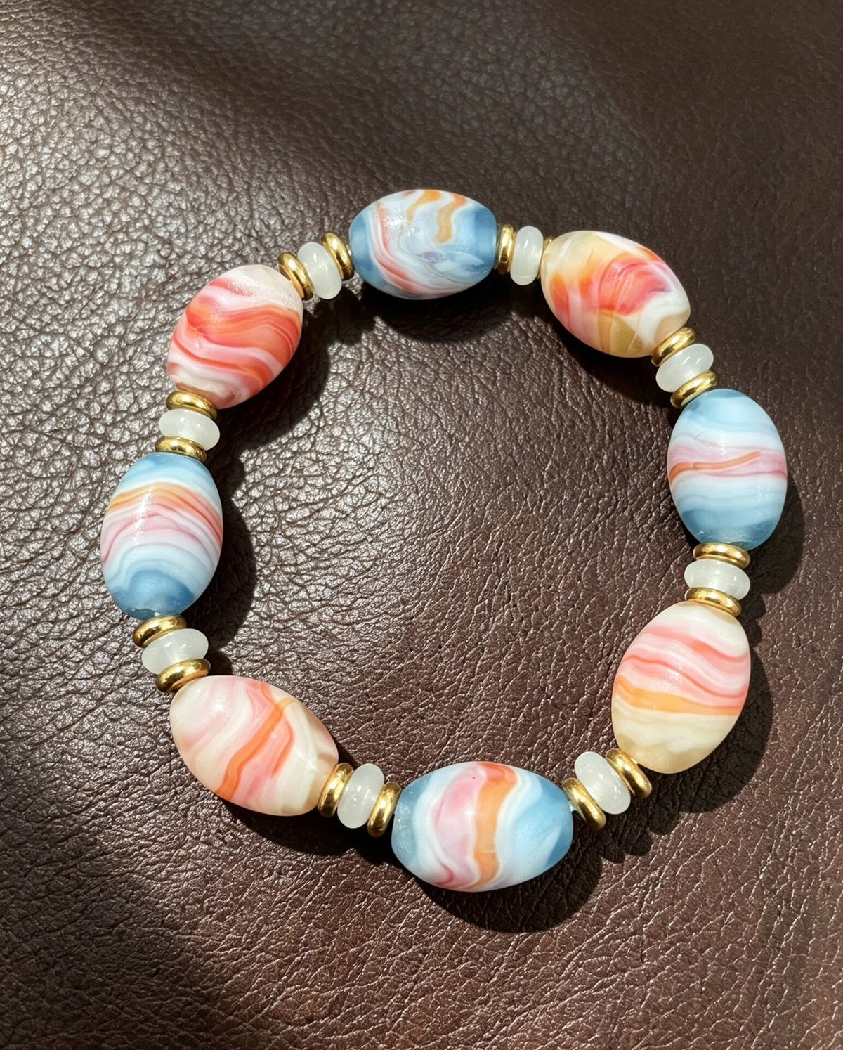Handmade Italian Glass Oval Bead Bracelet