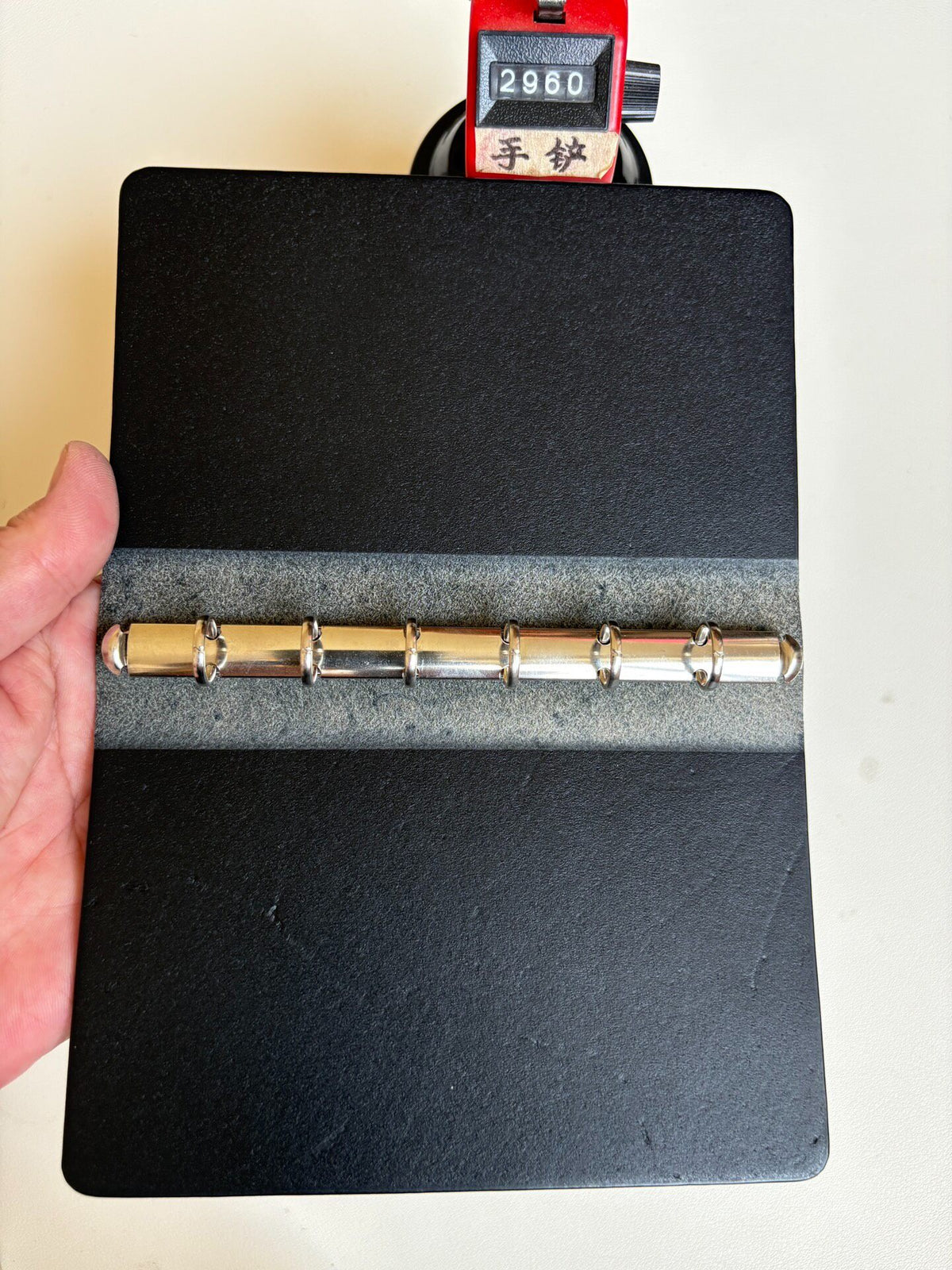 A7 Six-Ring Binder Cover Black Buttero Leather