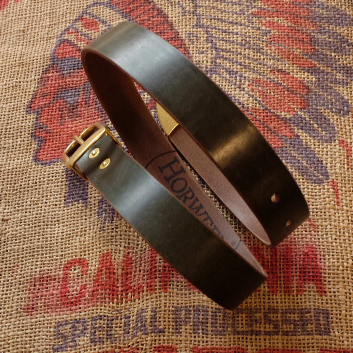 Handmade Horween CXL Leather Belt Dark Green