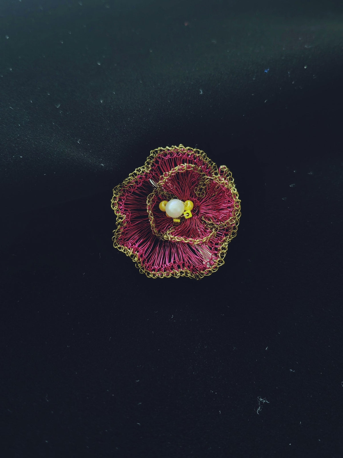 Crocheted Wire Flower Hair Clip