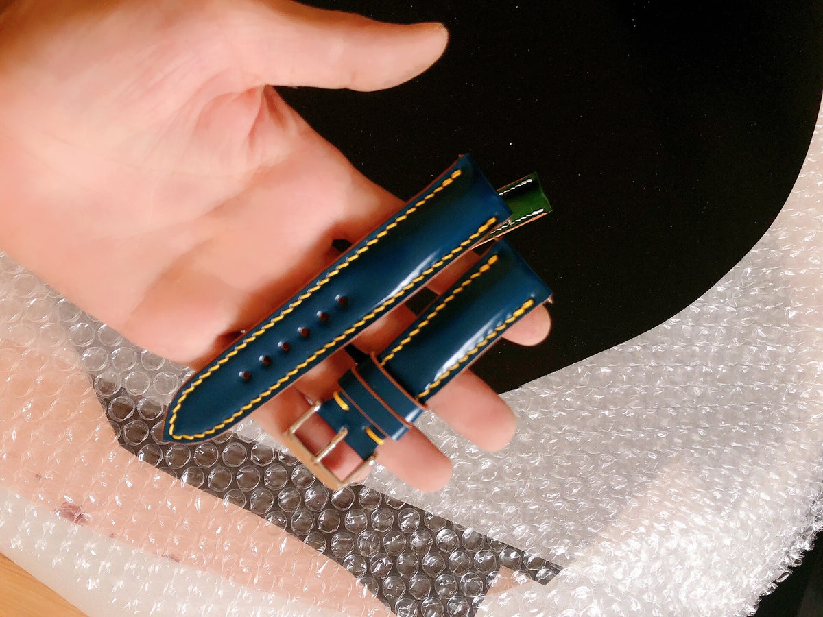 Japanese Shinki Horsehide Blue Watch Strap