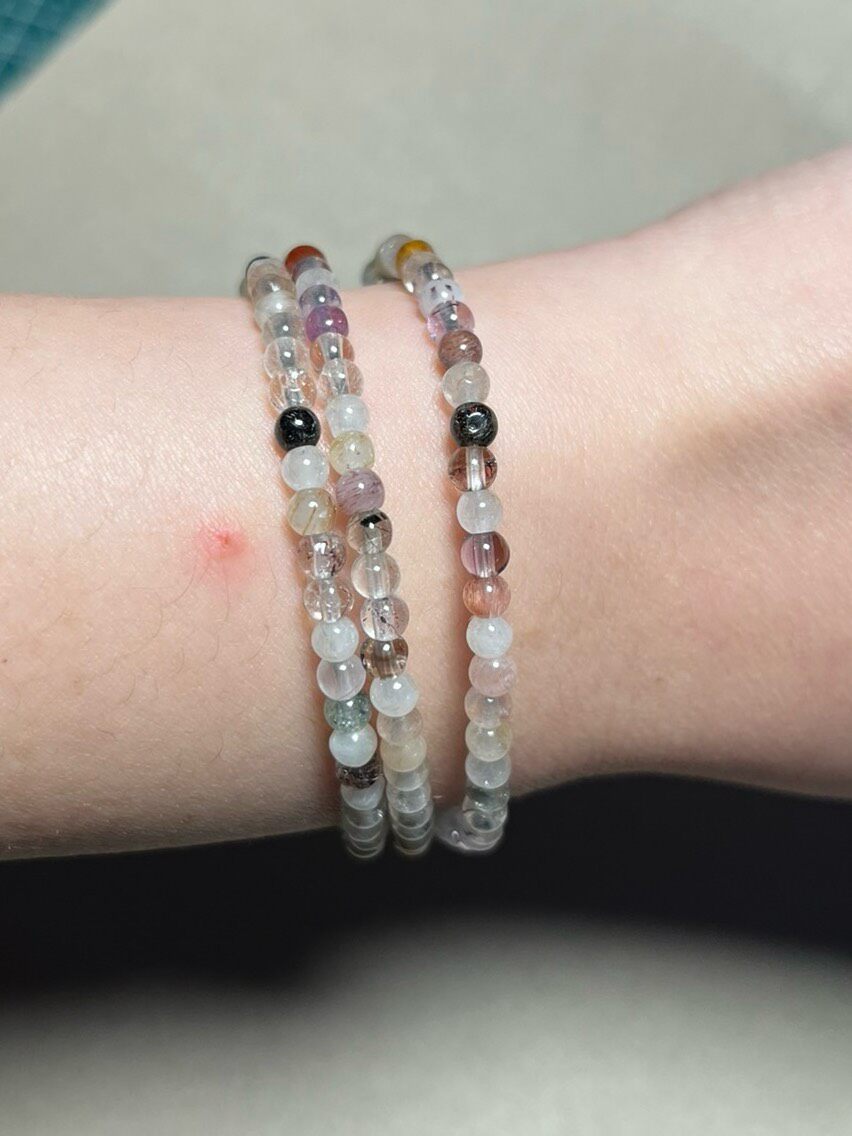 Bracelet en Agate Poil de Lapin à Triple Tour