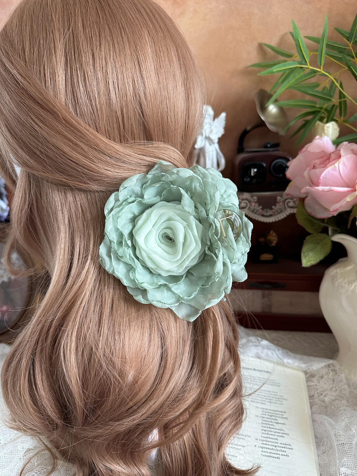 Handmade Fabric Rose Hair Clip