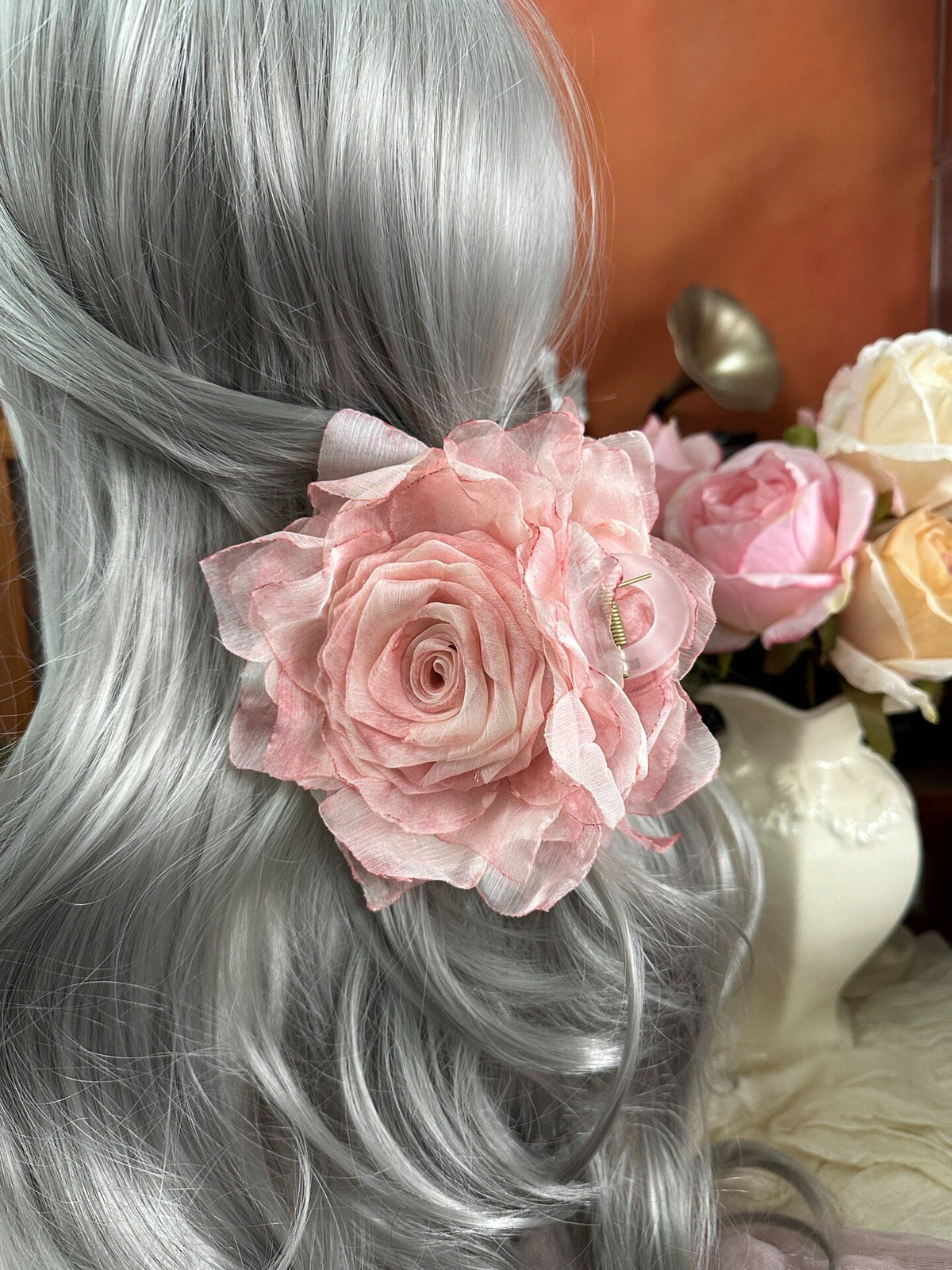 Handcrafted Fabric Rose Hair Clip