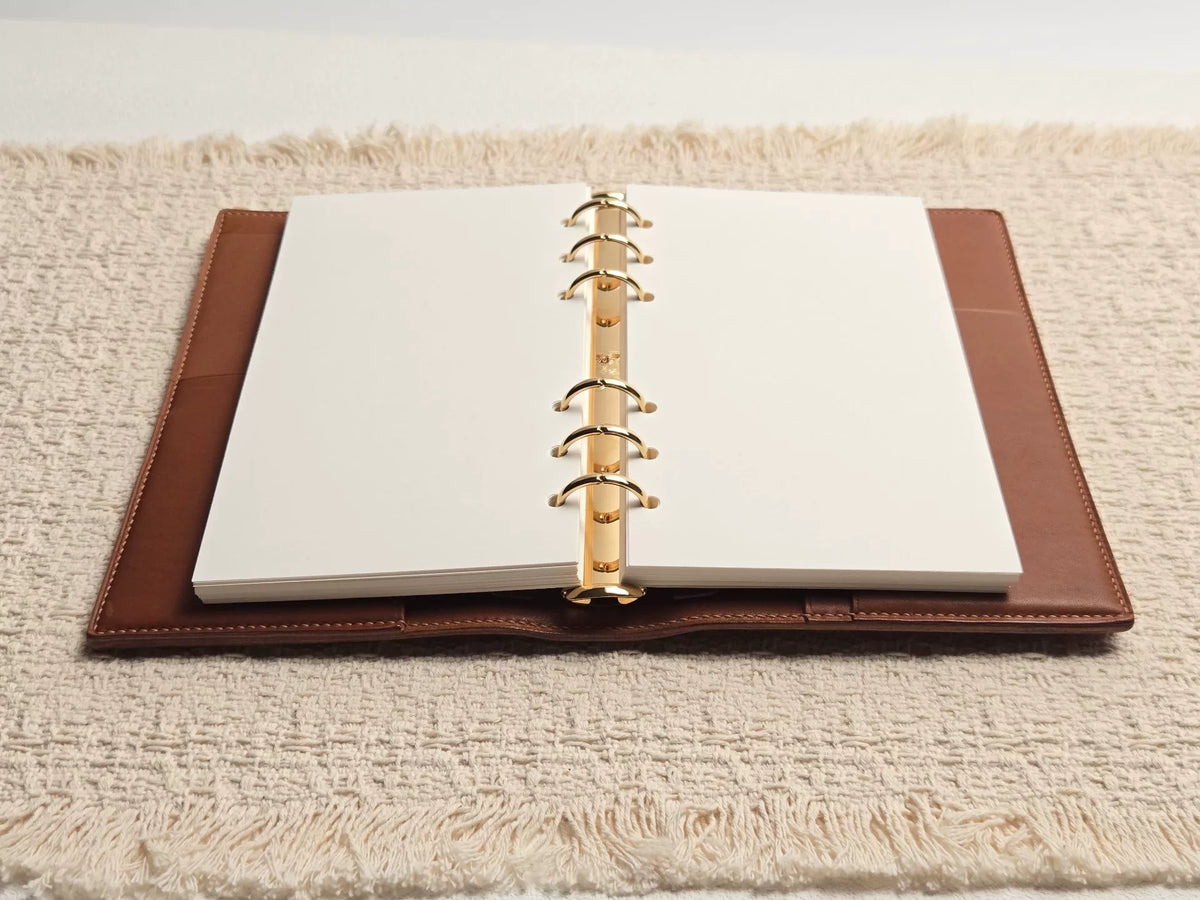 Personal Bifold Barenia Leather Ring Planner