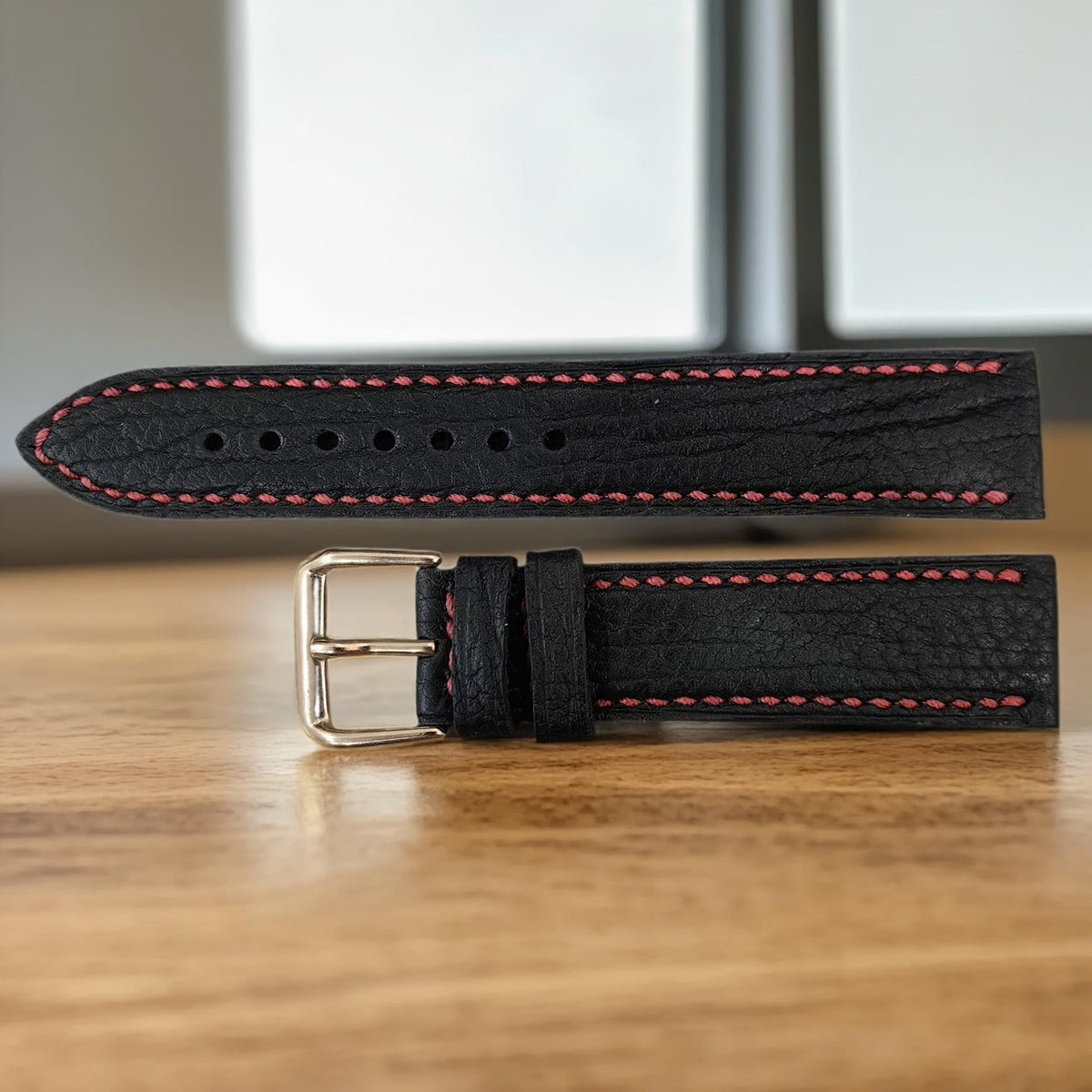 Handcrafted Seal Skin Watch Strap Black