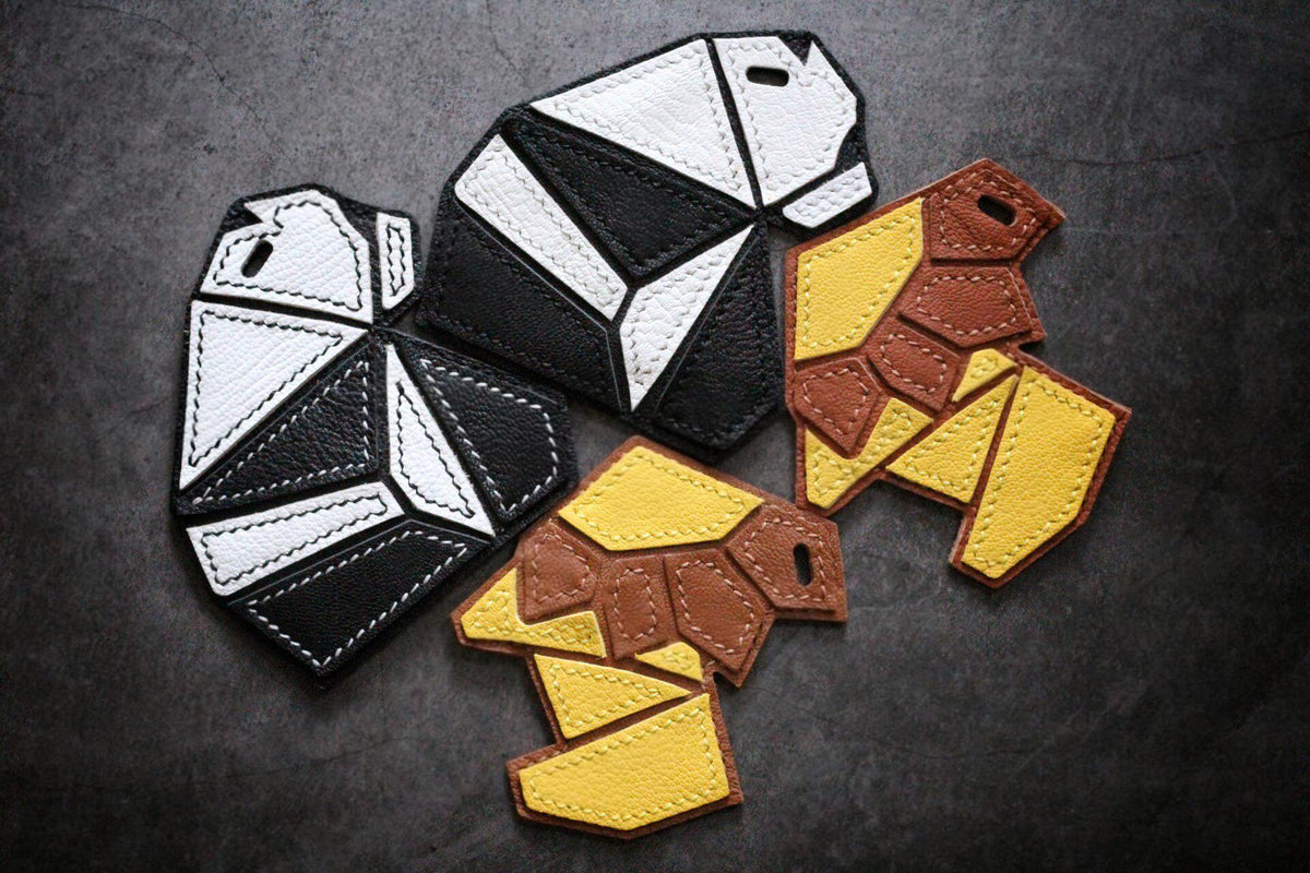 Geometric Panda Pendant French Lambskin Leather