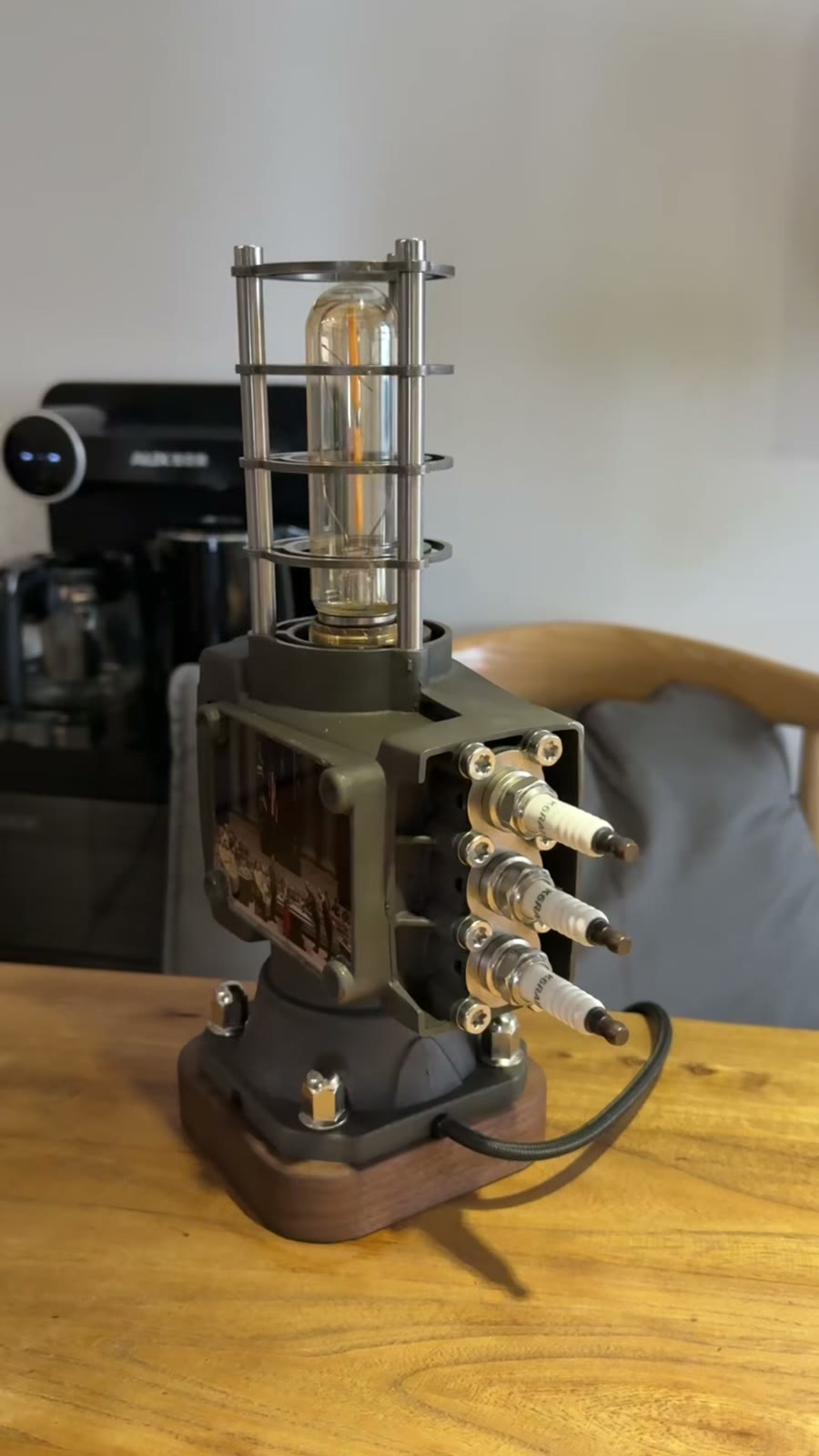 Vintage Crankcase Lamp Olive Green