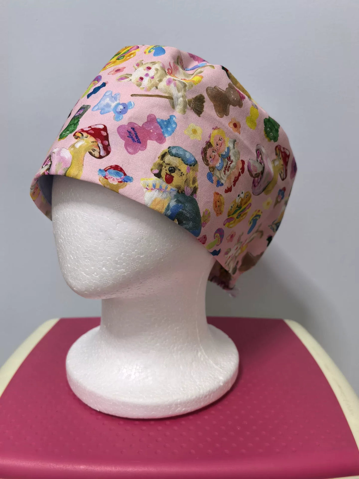 Pink Cartoon Oil Painting Cotton Surgical Cap