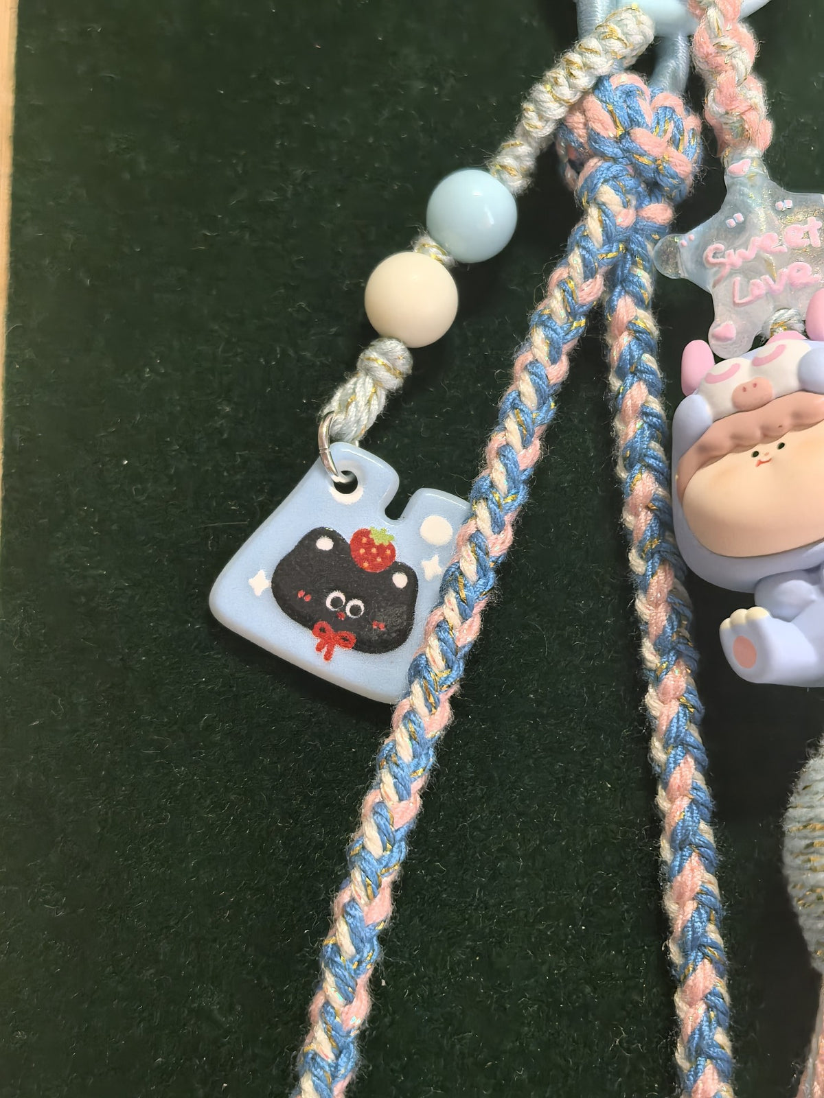 Braided Phone Charm Dragon Figurine Keychain
