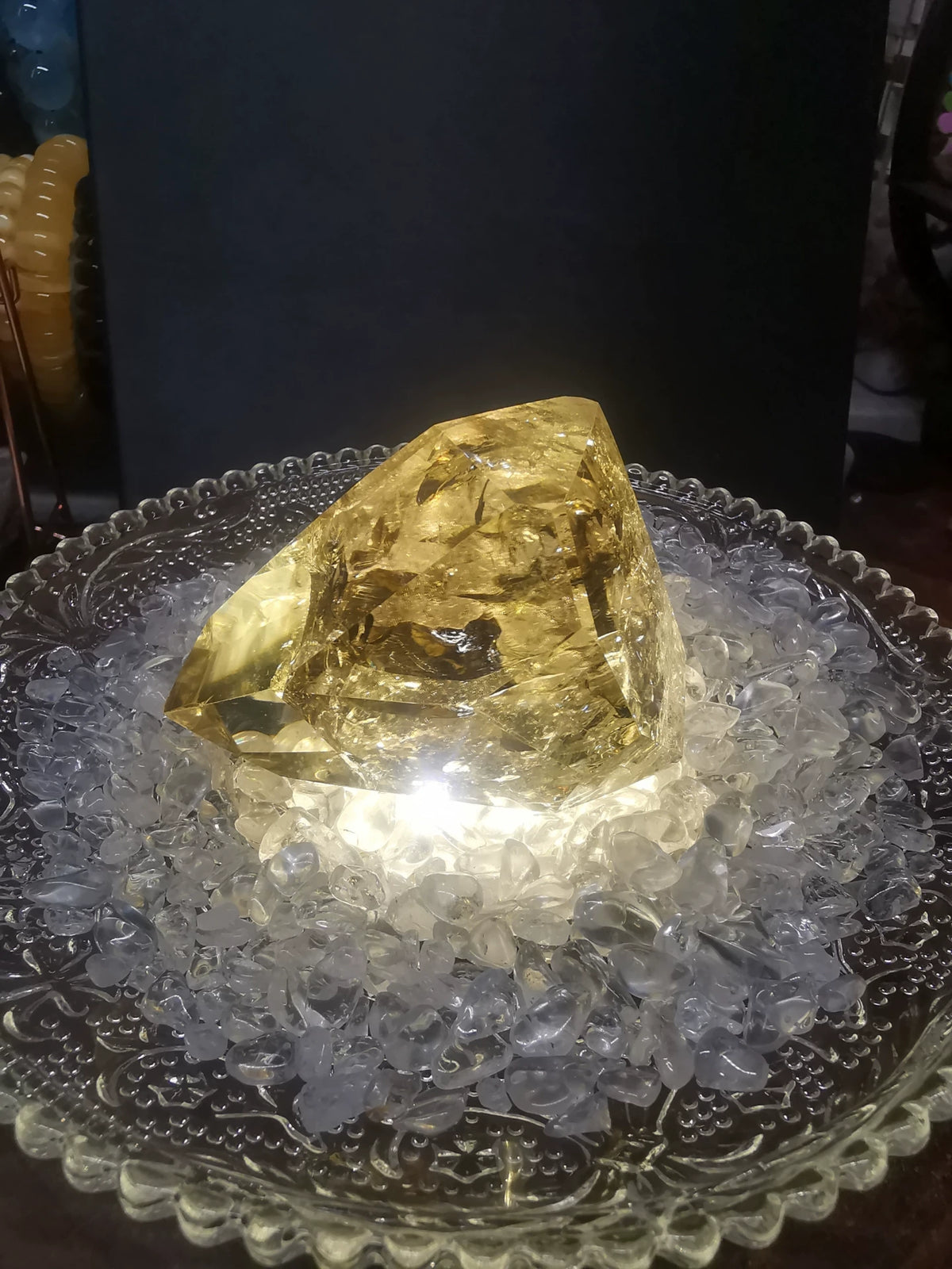 Vrije Citrine Kristal met Rainbow Flash 158.77g