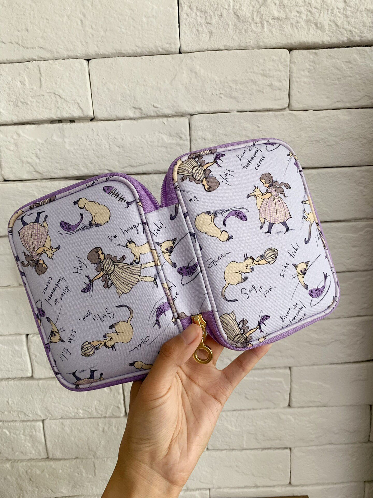 Purple Oxford Cloth Zippered Organizer Pouch