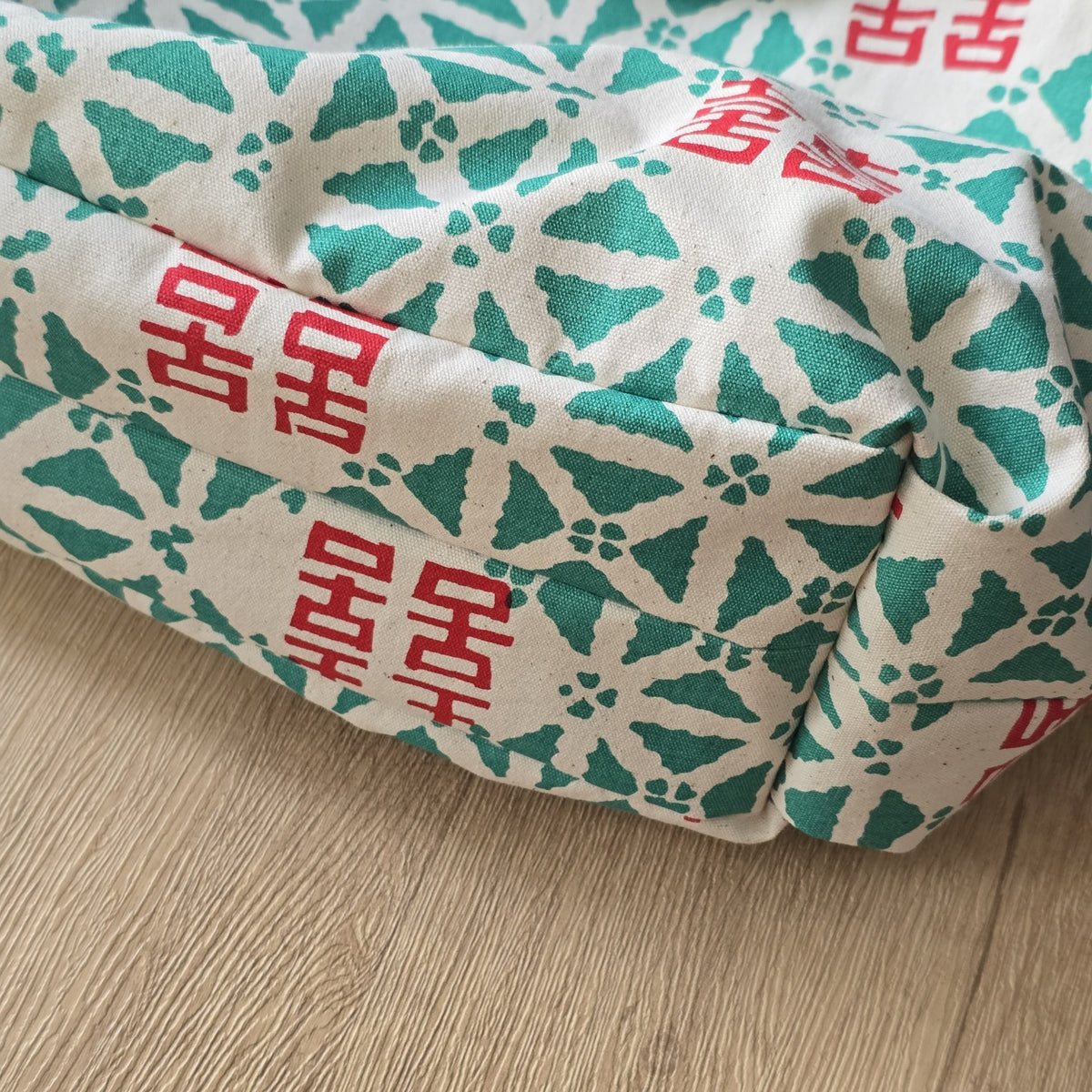 Red Double Happiness Printed Canvas Tote Bag
