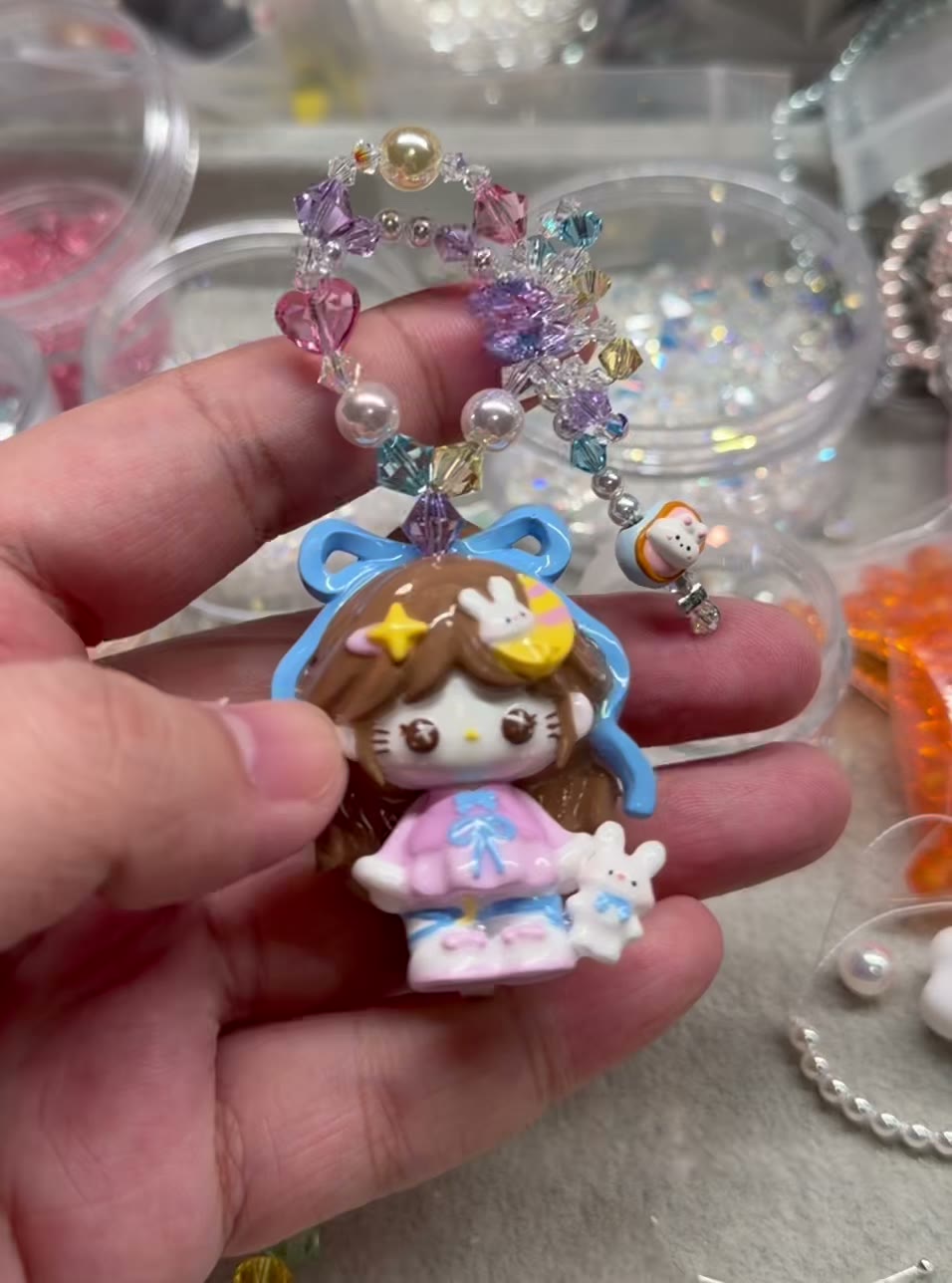 Handmade Purple Rabbit KT Phone Strap Bag Charm