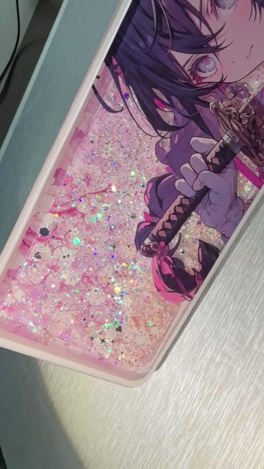 Sakura Theme Liquid Glitter Keyboard Wrist Rest
