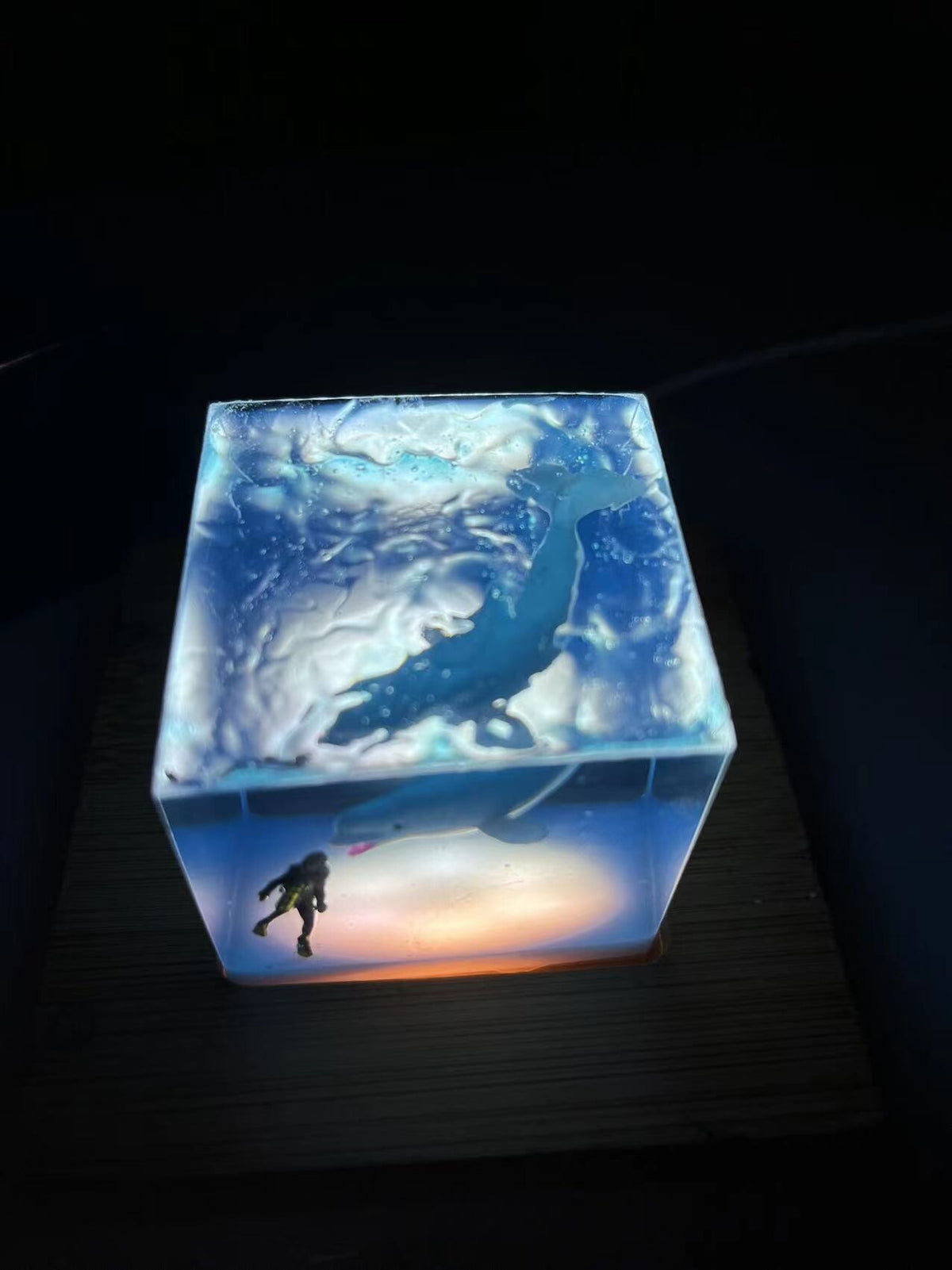 Beluga Whale Diver Resin Night Light Decor