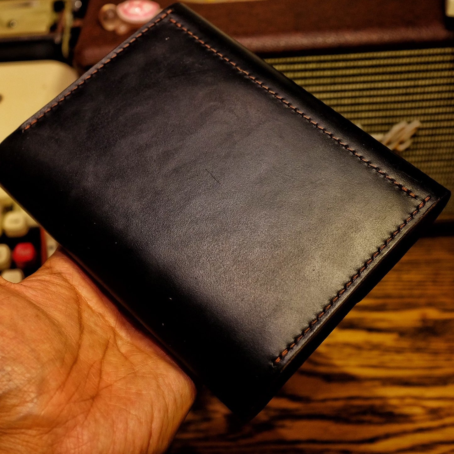 A6 Notebook Cover - Black Horween CXL Leather with Half Dollar Coin Closure