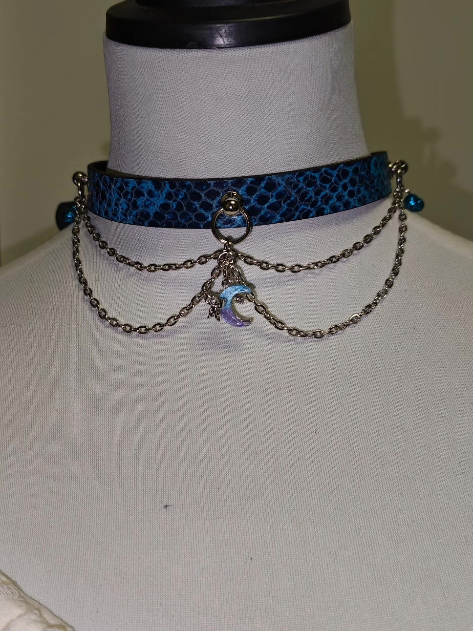 Handcrafted Leather Choker with Snake Pattern
