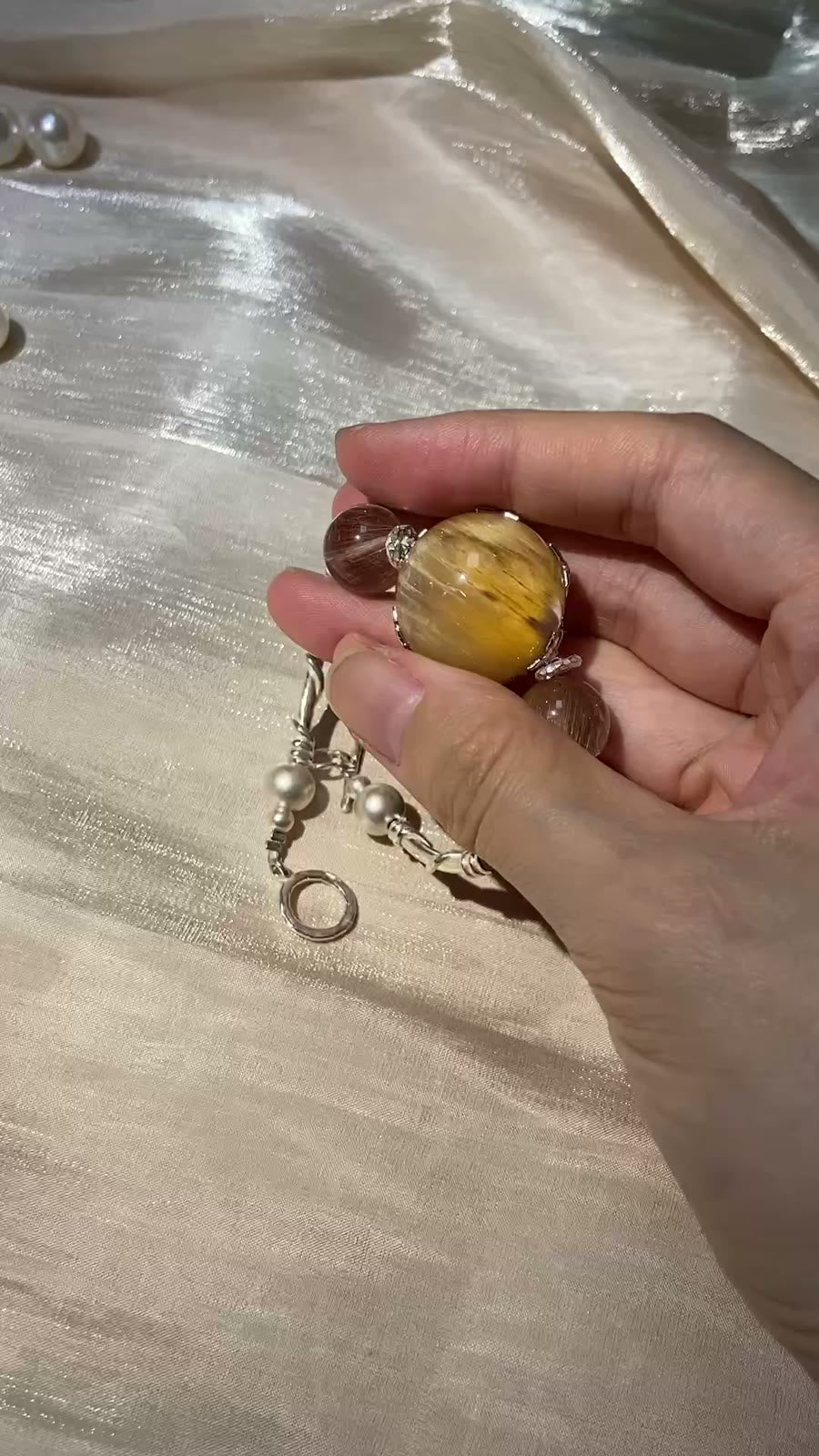 Goose Yellow Rabbit Hair Crystal Bracelet